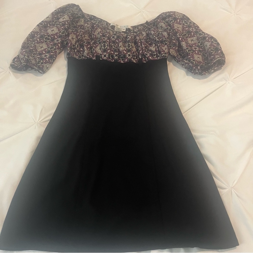 Max Studio Black A-line Off-Shoulder Dress